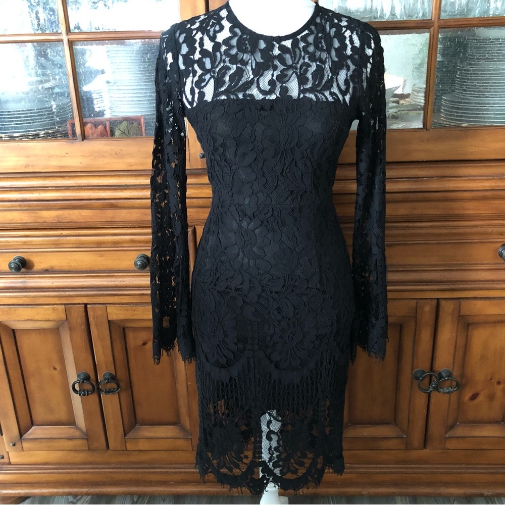 EUC Lulu's Black Long Sleeve Lace Dress